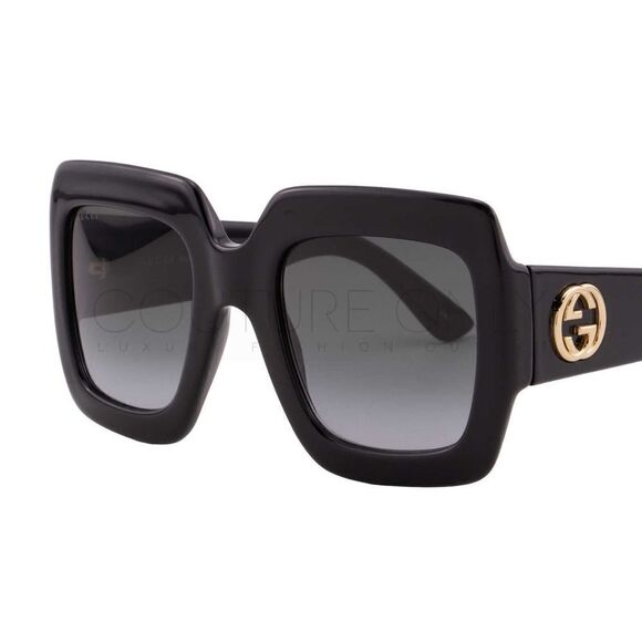 New Gucci Women Sunglasses Black Oversized Square GG0053SN-001 Gray Gradient - Picture 5 of 11
